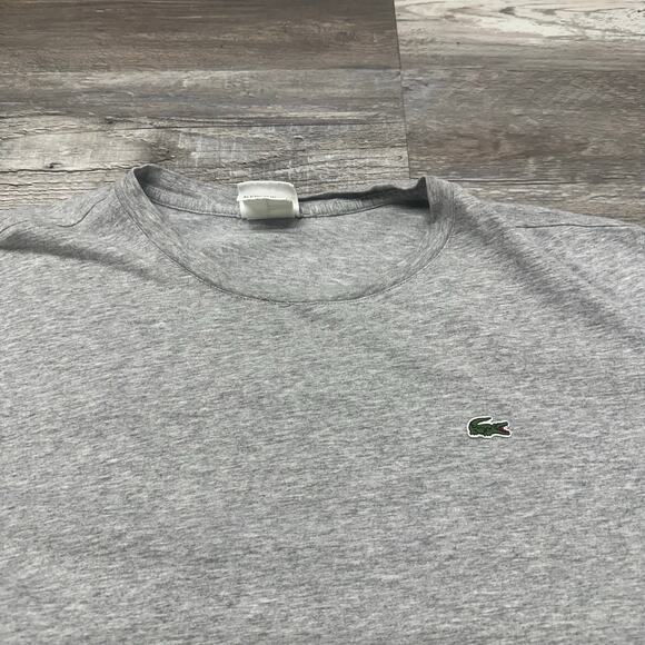 Lacoste Crocodile Patch Logo Heather Gray Mens 7 Minimalist Crewneck T-Shirt XL - Picture 1 of 8